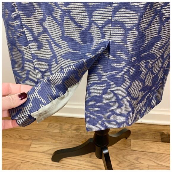 Aiden Mattox Blue and Taupe Floral Jacquard Cocktail Dress Sz 8 - Picture 8 of 12